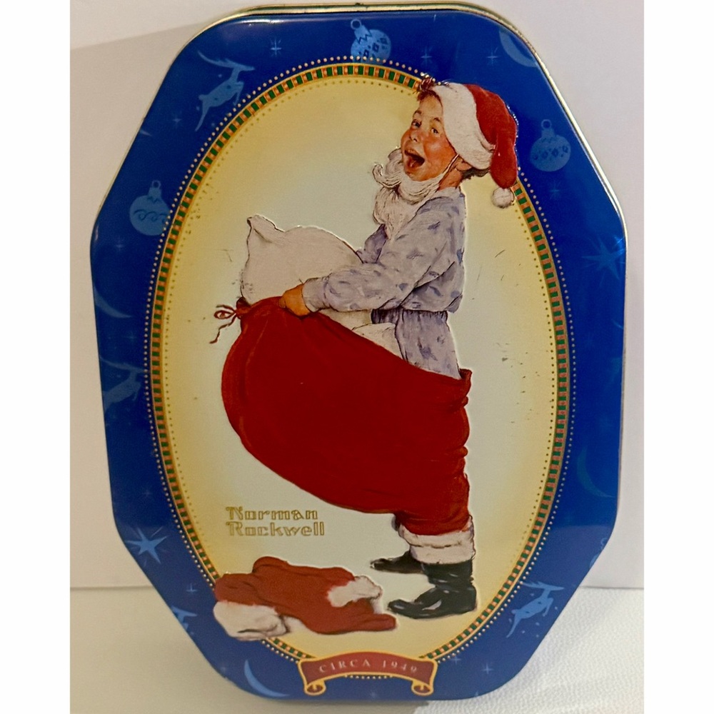 Vintage 1998 Snickers Norman Rockwell Christmas Tin Canister Limited Edition